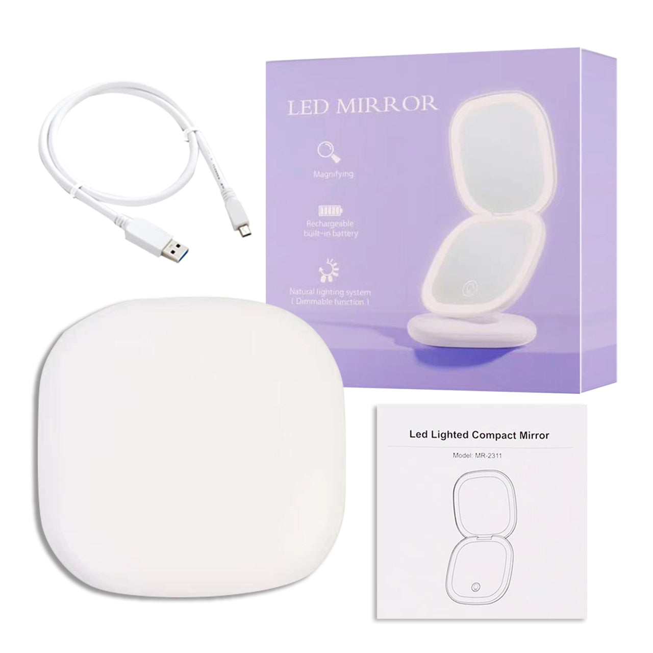 Mini Compact Rechargeable Led Makeup Mirror