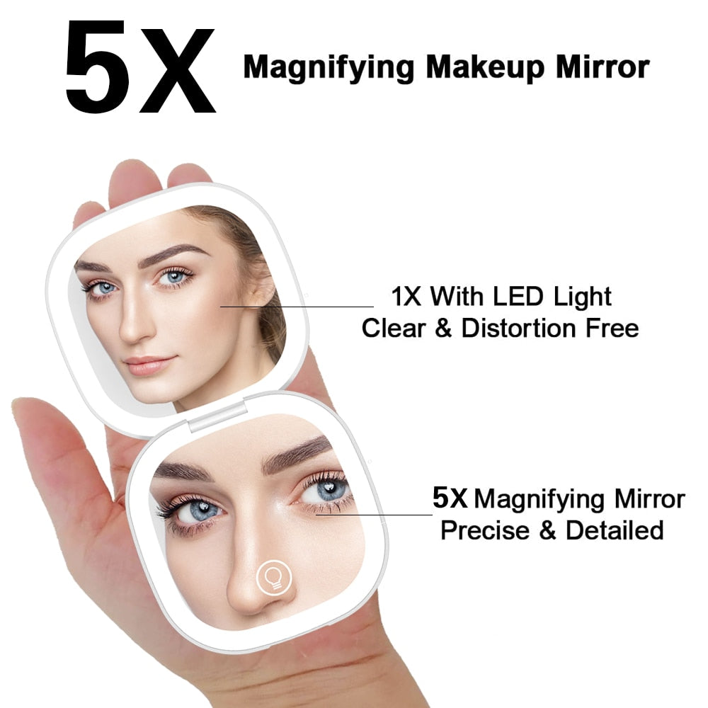 Mini Compact Rechargeable Led Makeup Mirror