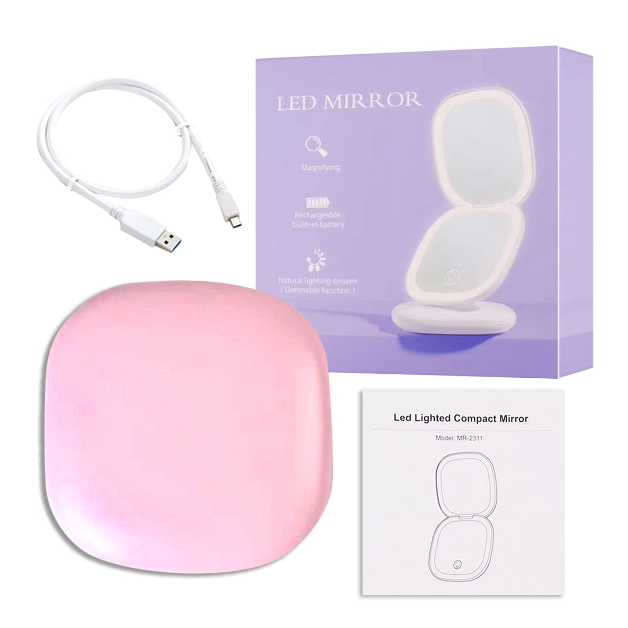 Mini Compact Rechargeable Led Makeup Mirror