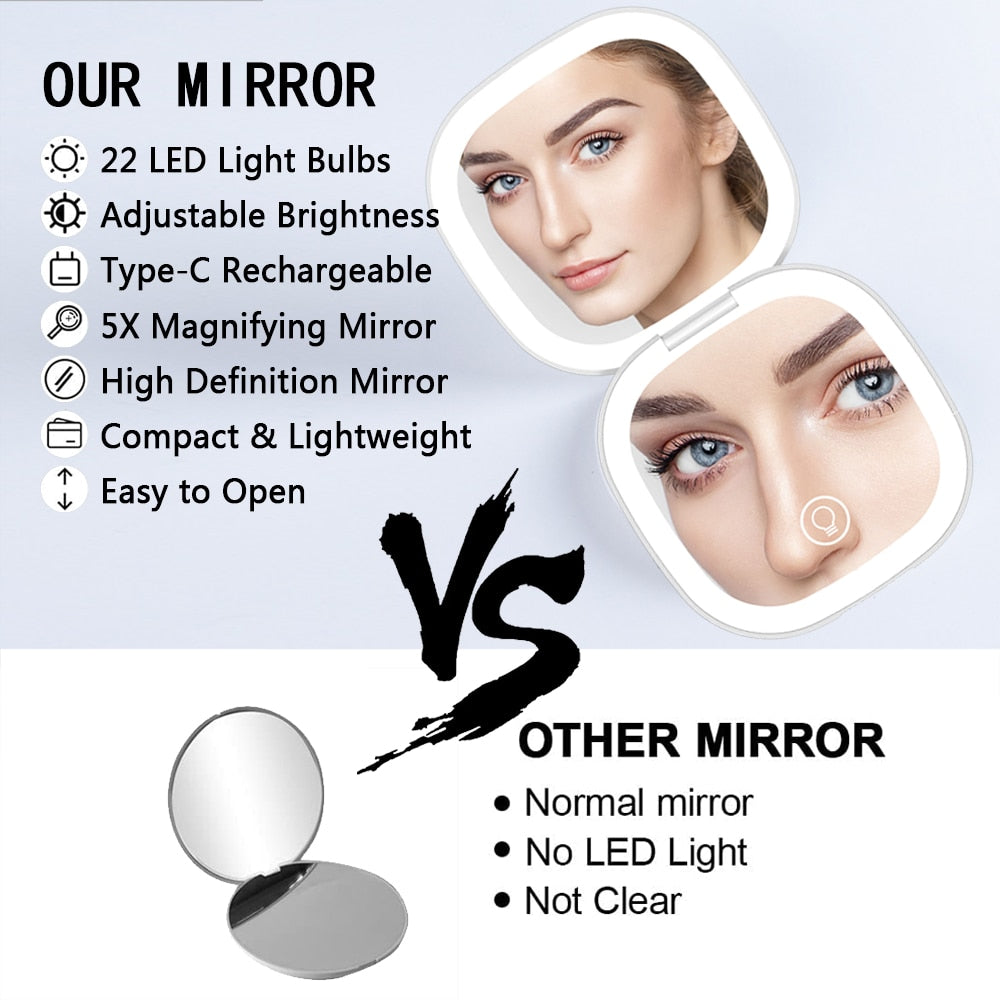 Mini Compact Rechargeable Led Makeup Mirror