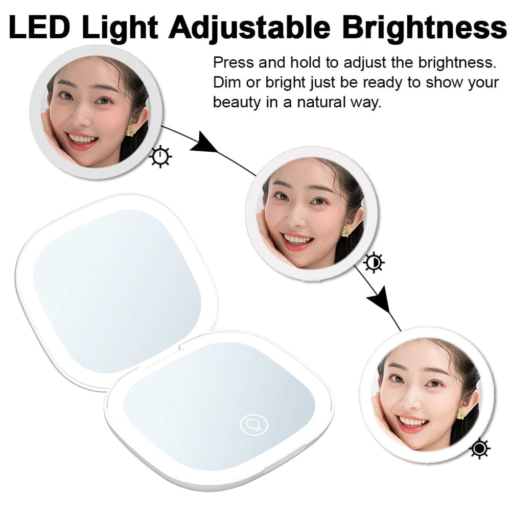 Mini Compact Rechargeable Led Makeup Mirror