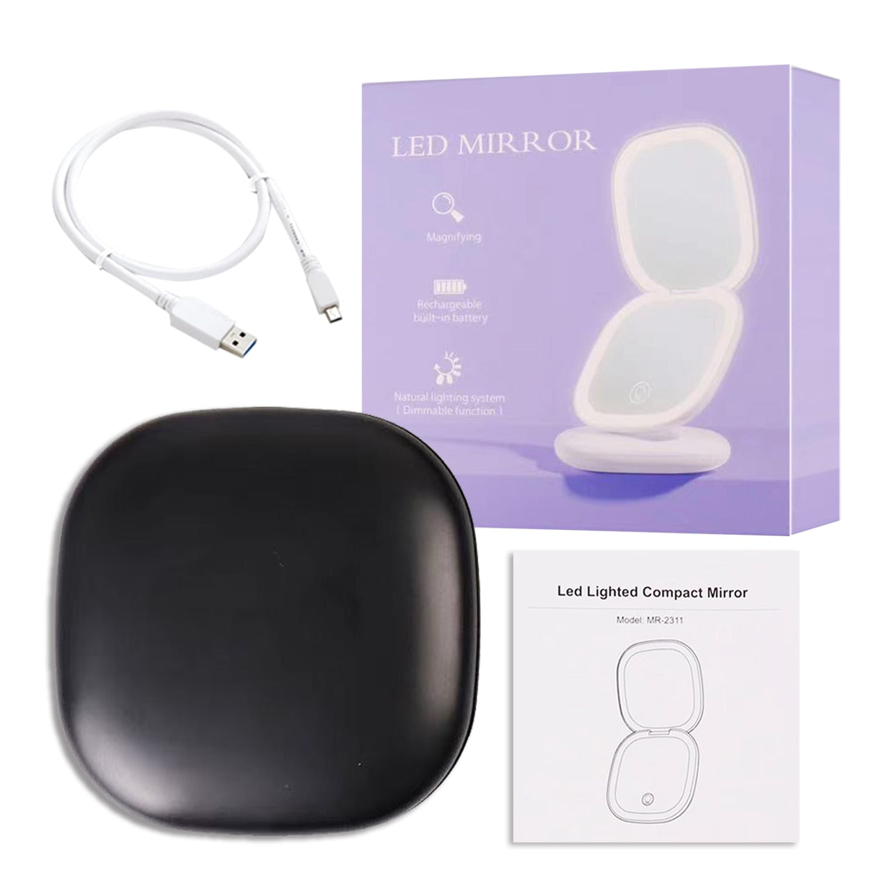 Mini Compact Rechargeable Led Makeup Mirror